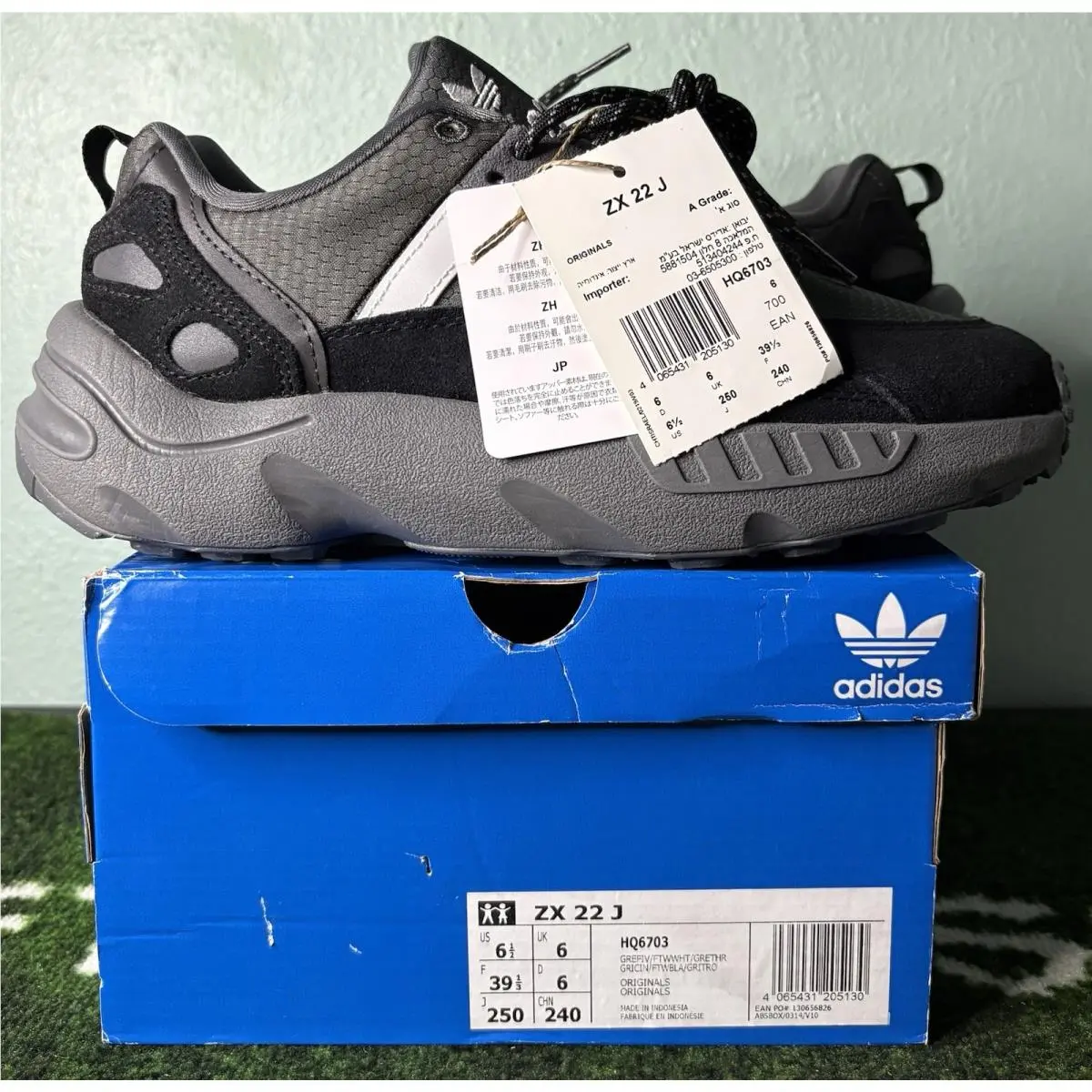 US Youth 6.5/Men’s 6.5/Women’s 7.5 -  ZX 22 J “grey White” HQ6703 Rare by Adidas