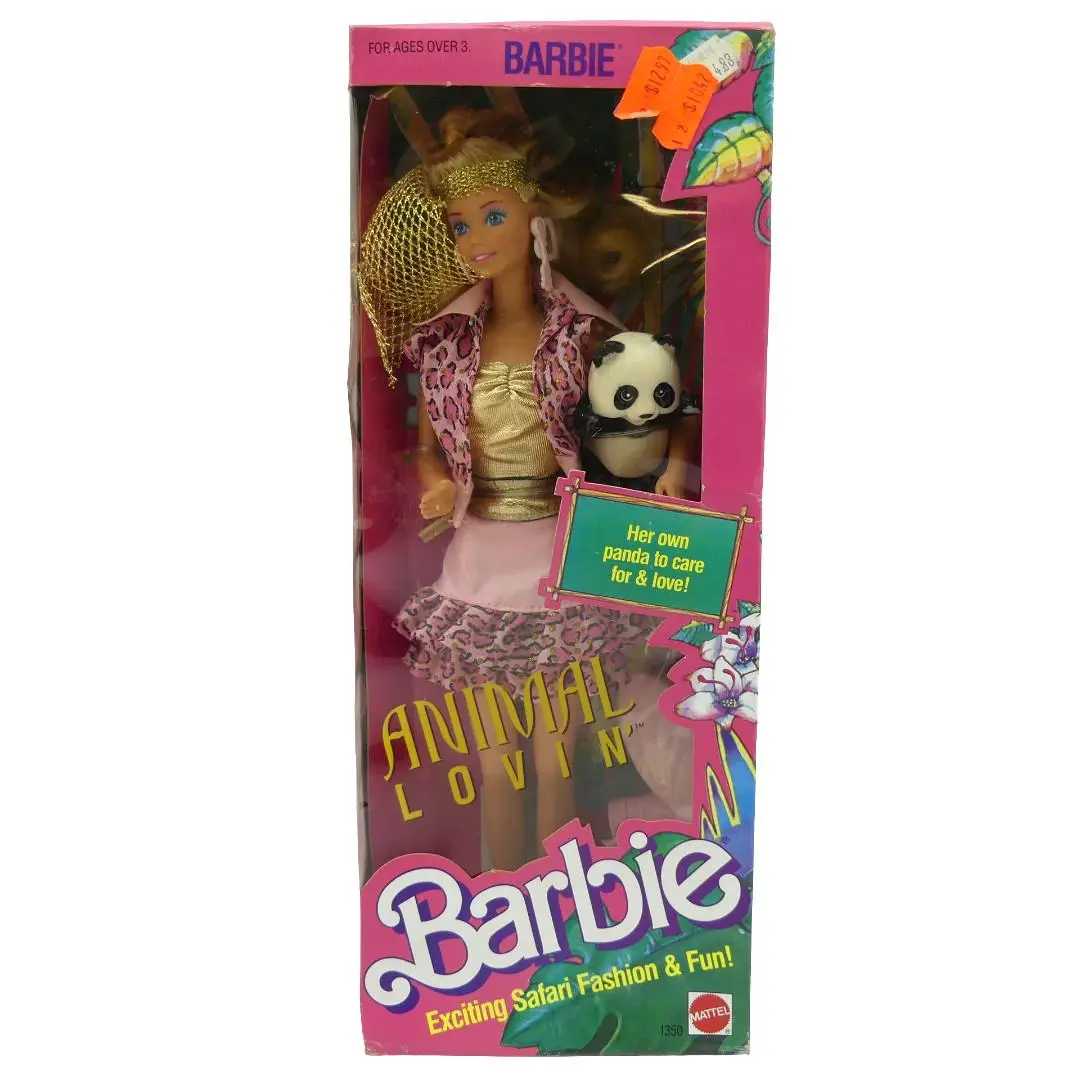 Vintage 1988 Mattel Animal Lovin Barbie Doll Panda 1350 Nrfb Safari Fashion