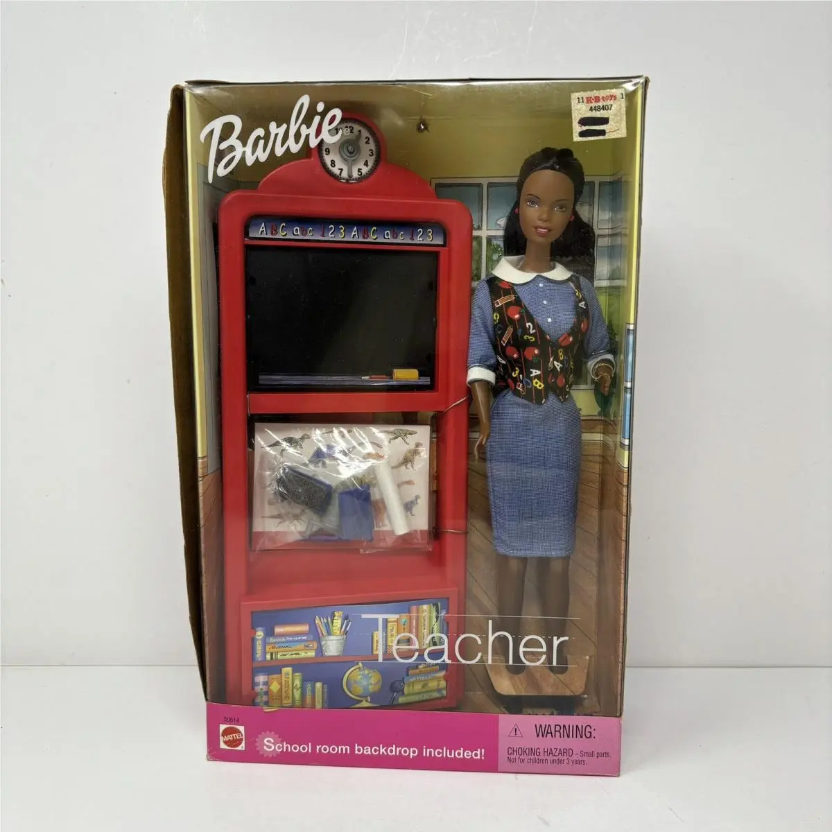 Teacher Barbie Doll African American School Room Backdrop 2000 Mattel 50614