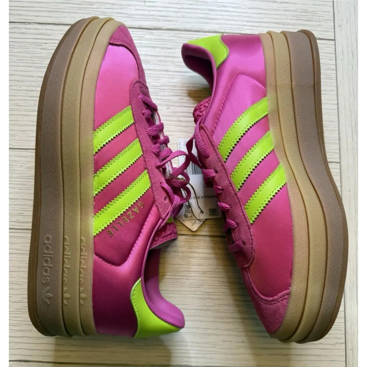 Adidas Gazelle Bold Women Semi Lucid Fuchsia Solar Slime Lace Up Sneaker 10