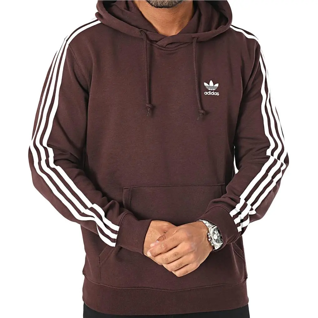 Mens  Originals 3 Stripes Trefoil Hoodie Size Large II5768 Brown by Adidas