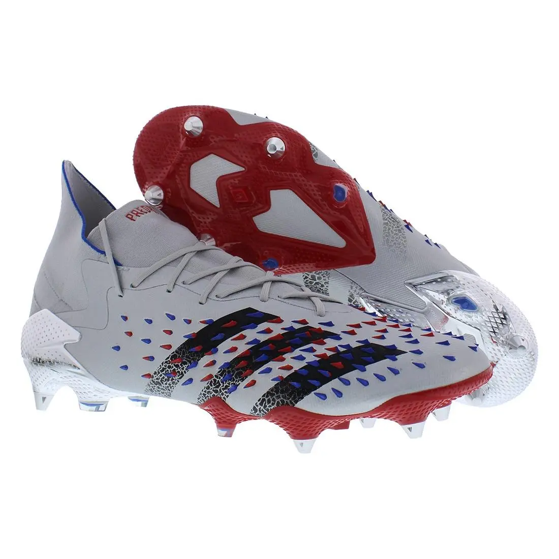 Adidas Predator Freak .1 Soft Ground Mens Shoes Size 13 Color: Silver - Silver Metallic/Core Black/Royal Blue, Main: Silver