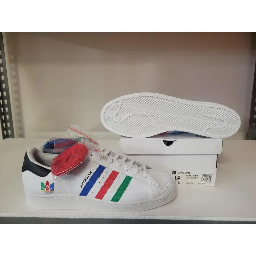 Superstar Men Shoes Colorful Trefoil Cloud White FU9521 Size 14 by Adidas