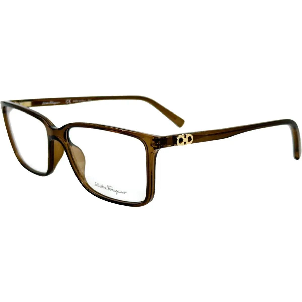 SF2894 Mens Plastic Eyeglass Frame 210 Crystal Brown 56-15 by Salvatore Ferragamo