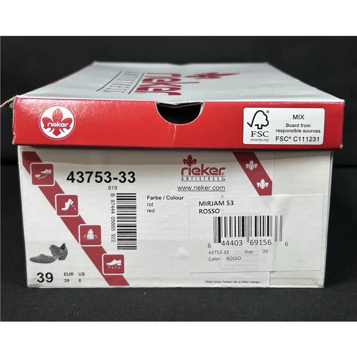 Rieker shoes - Rieker Mirjam 53 43753-33 - Mirjam - 43753-33 - Red (UPC: 0644403691566) 8