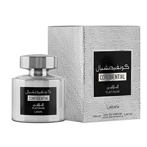 Confidential Platinum Eau De Parfum Spray Unisex 3.4 oz 100ml by Lattafa
