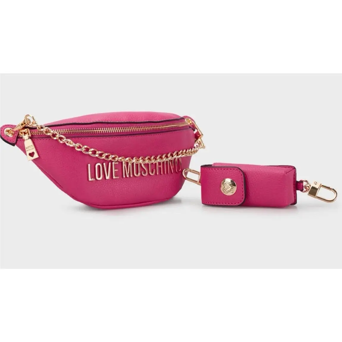 Logo Detachable Chain Detailed Belt Bag Pink by Moschino