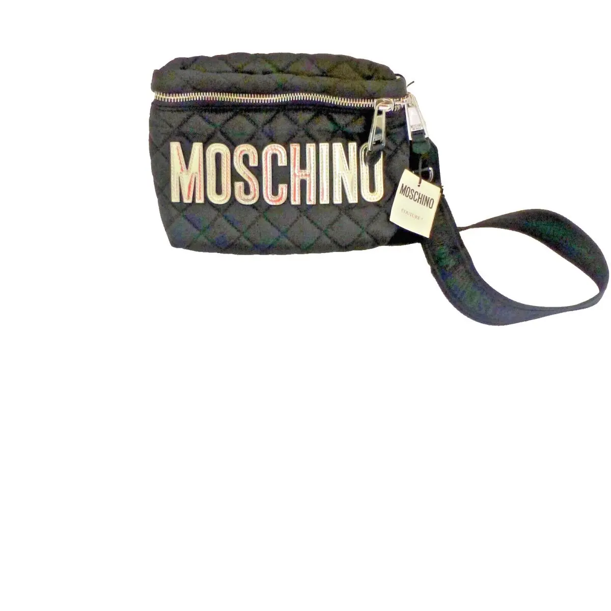 Purse Crossbody Shoulder Belt Bag Black Quilted Logo Unisex by Moschino