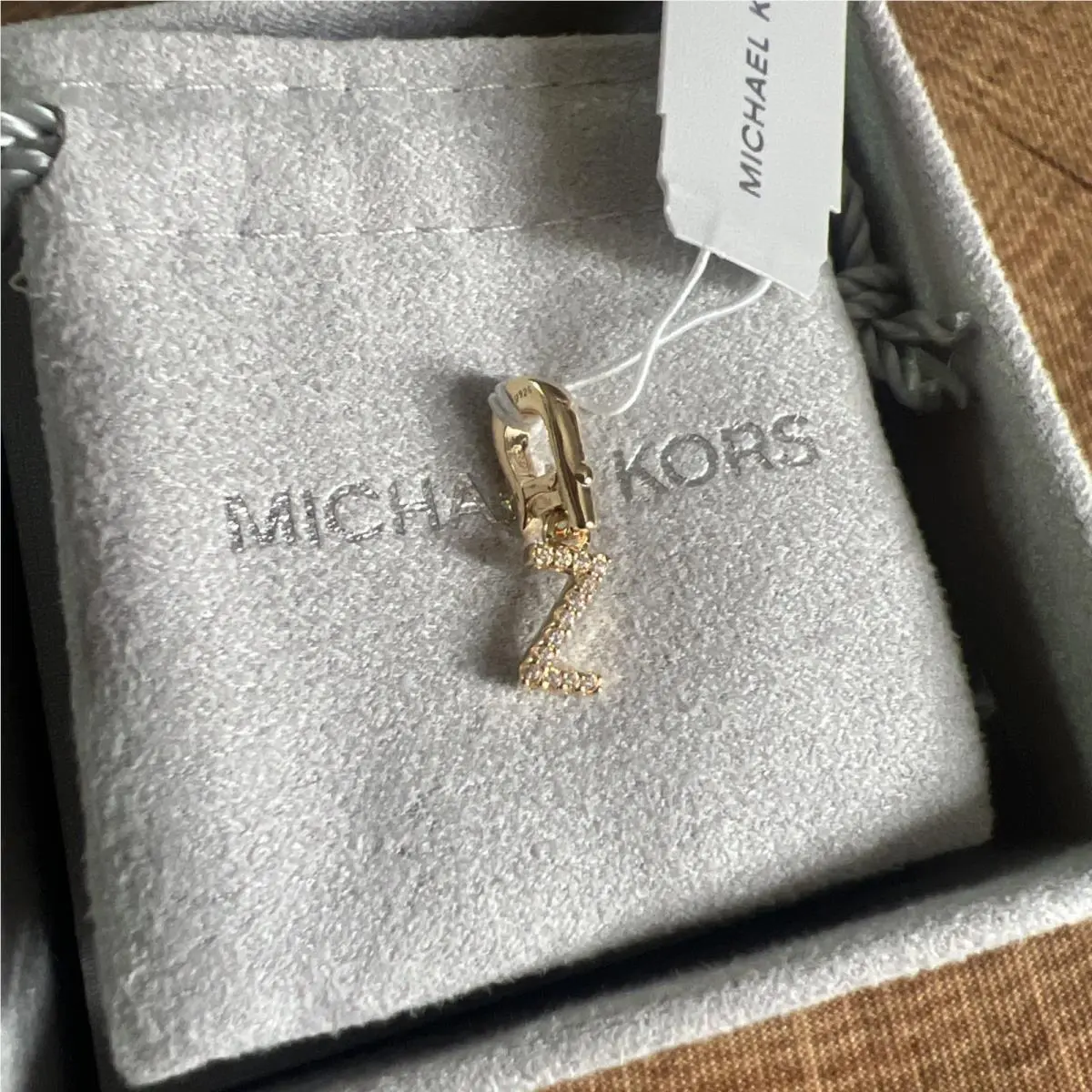 Custom Latter” Z”cz Charm Initial MK Gold Over Sterling Silver 1/4 by Michael Kors