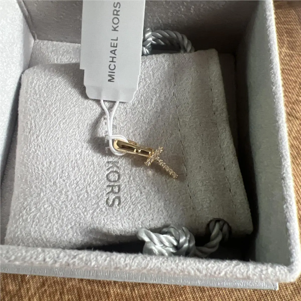 Custom Letter T CZ Charm Initial MK Gold Over Sterling Silver 1/4 by Michael Kors