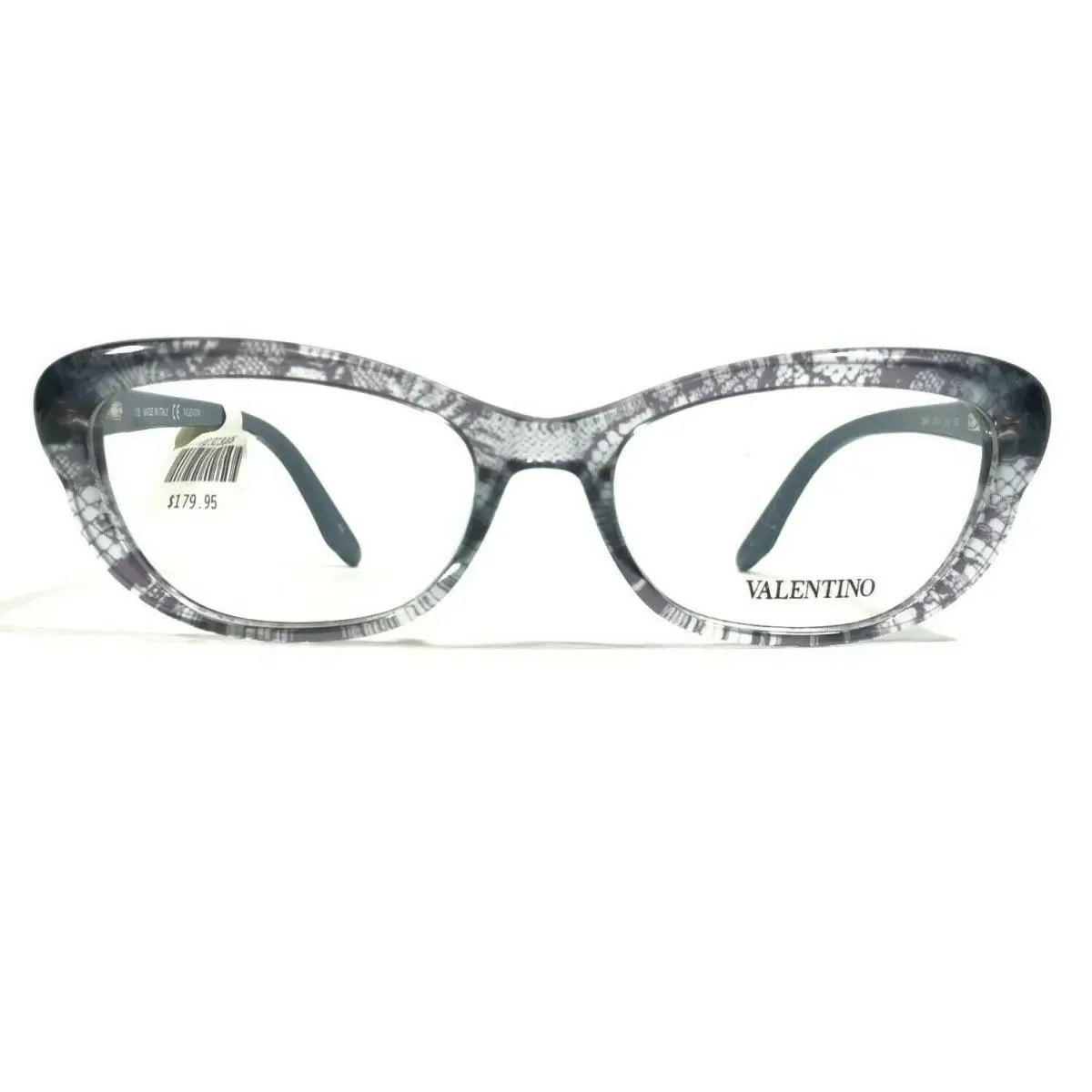 V2654 412 Eyeglasses Frames Clear Grey Blue Cat Eye Full Rim 53-17-135 by Valentino