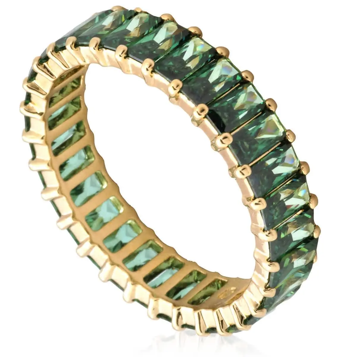 Matrix Baguette Cut Green Crystal Ring by Swarovski