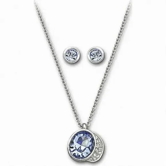Gloria Oval Pendant Necklace Earring Set 5022426/ 5073024 Blue 5022426 by Swarovski