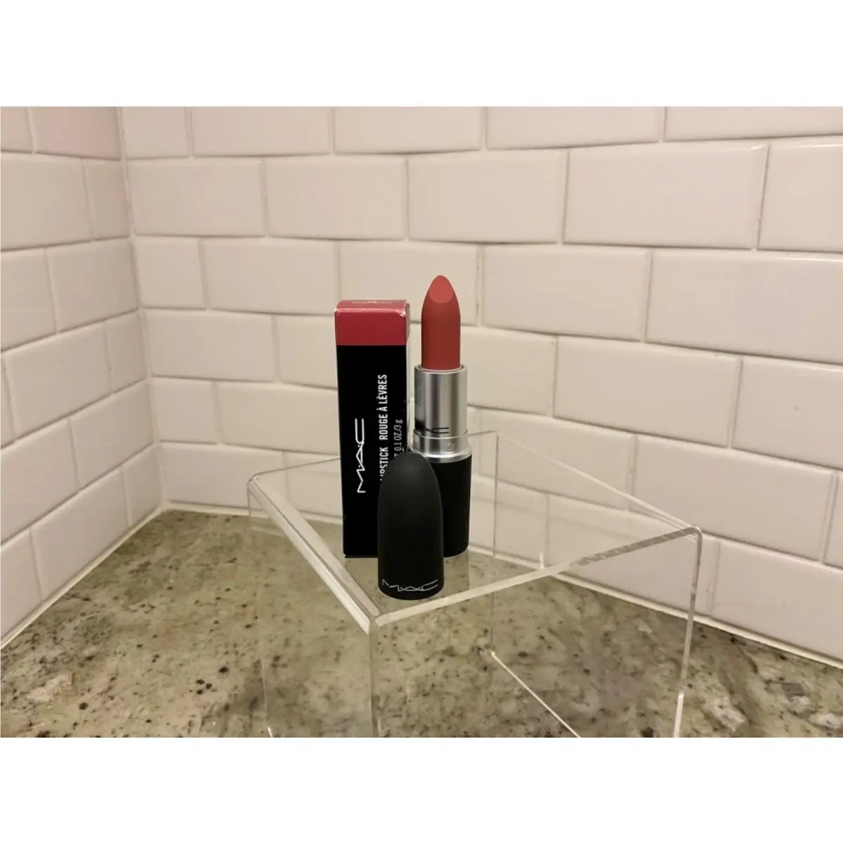 Mac 930 Brickthrough Powder Kiss Lipstick Full Size by MAC Cosmetics