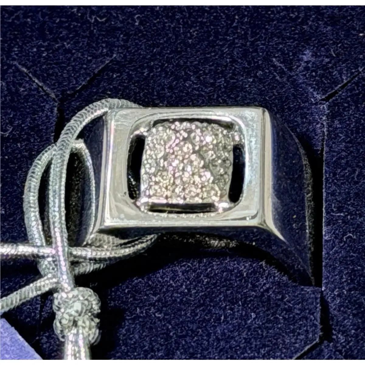 Beautiful  Ring Size 55 Wide Silvertone Band 2980 by Swarovski