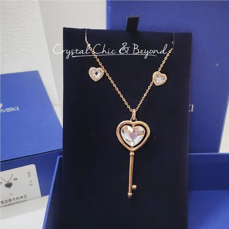 Engaged Heart Set Pendant Necklace Earrings White 5281042 by Swarovski