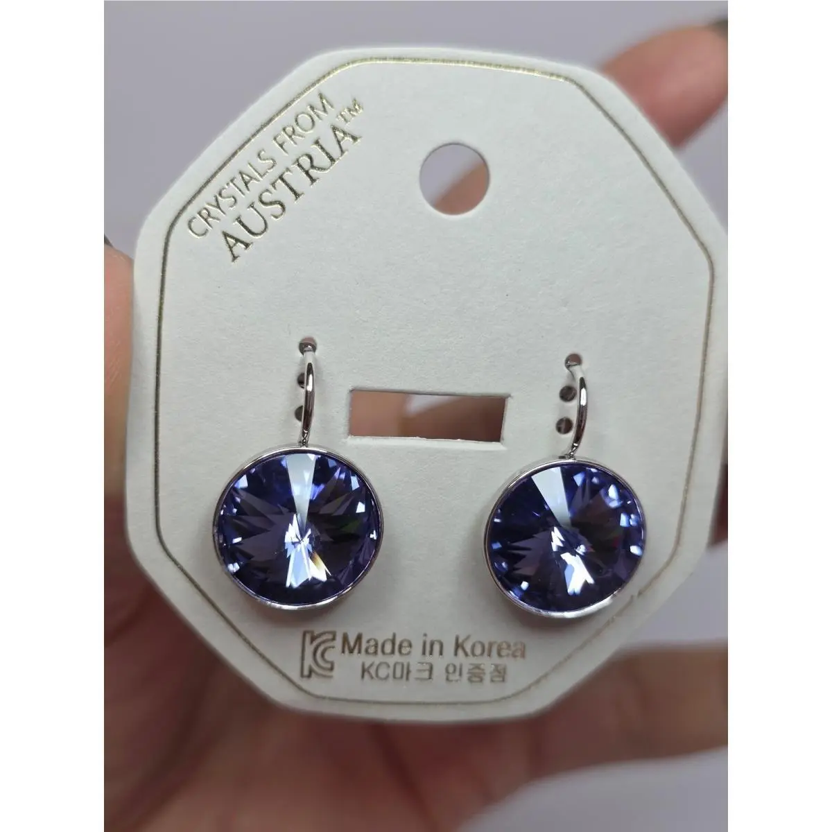 elements Med Purple Crystal 15mm Leverbackdropearrings Platinumpl by Swarovski