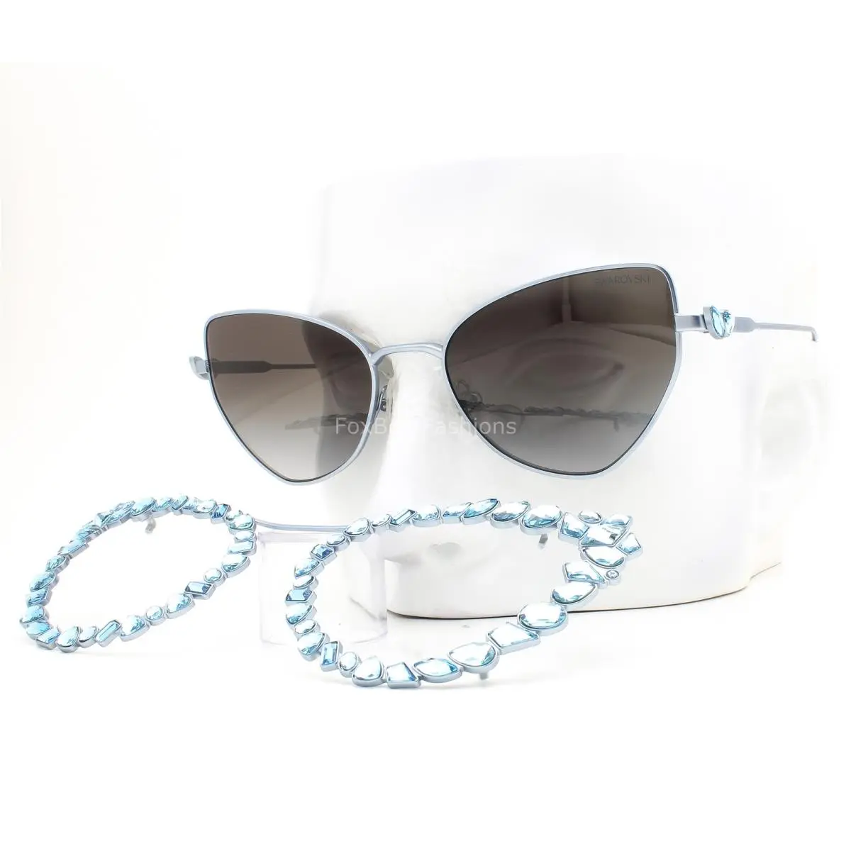 Sunglasses SK 7011 Matte Blue Metal Clip on Crystals with Case by Swarovski