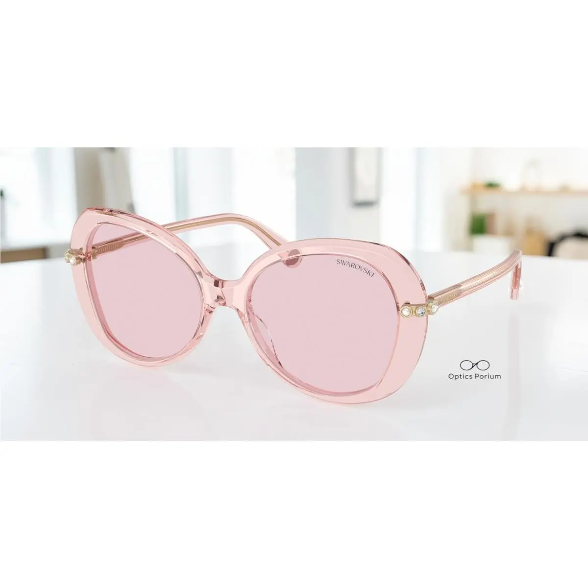 SK6059 1070P5 Transparent Pink Pink 55 mm Women`s Sunglasses by Swarovski