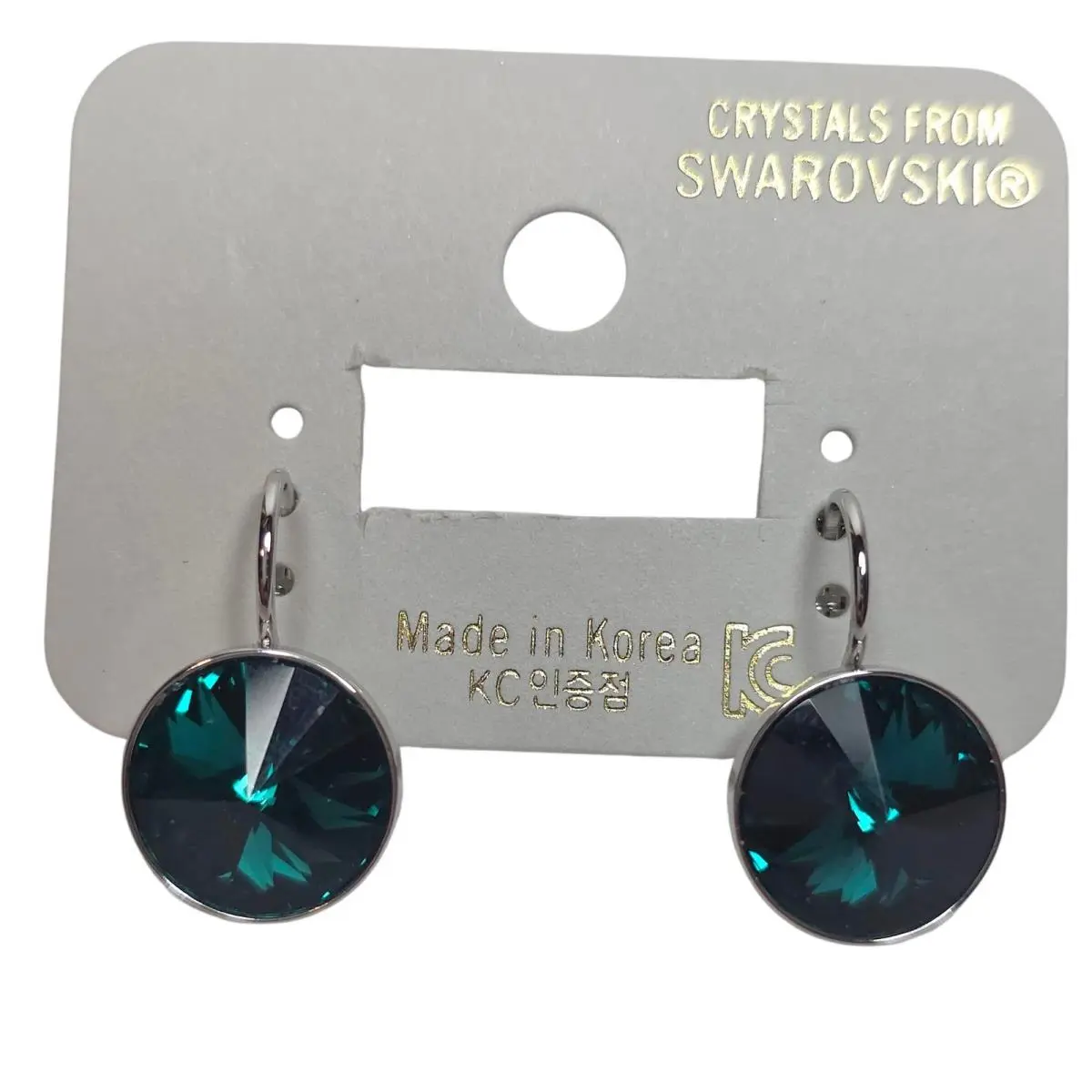 elements Tealemeraldcrystal Leverbackearrings 13mm Platinumplated by Swarovski