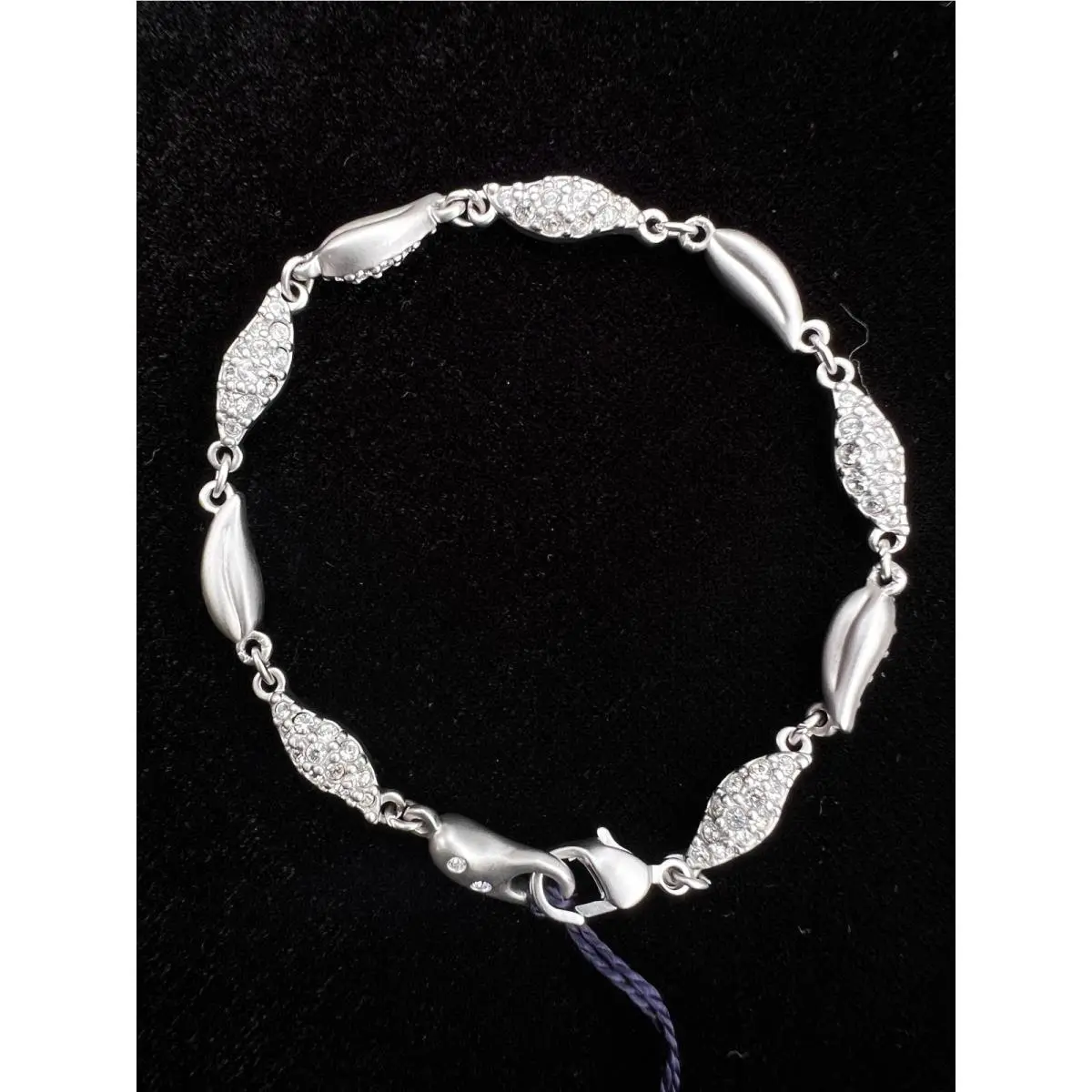 Sparkle Rhodium Plated Leaf Link Pave Crystal Bracelet 7.5 by Swarovski