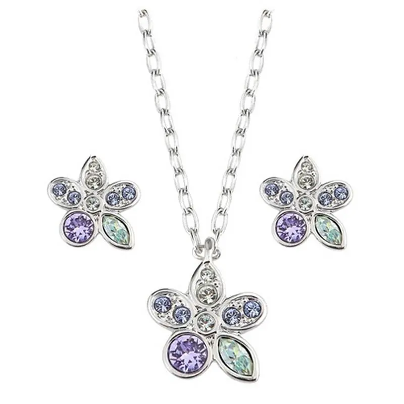 Tuberose Flower-shaped Set Pendant Necklace Earrings 5005869 by Swarovski