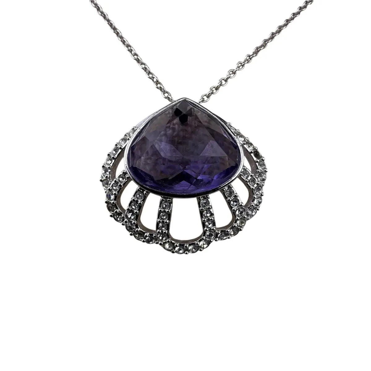 Women’s Purple Crystal Pendant Necklace Rhodium Plated Gift Box by Swarovski