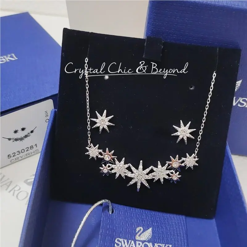 Fizzy Set Necklace Earrings Star Design White 5230281 by Swarovski