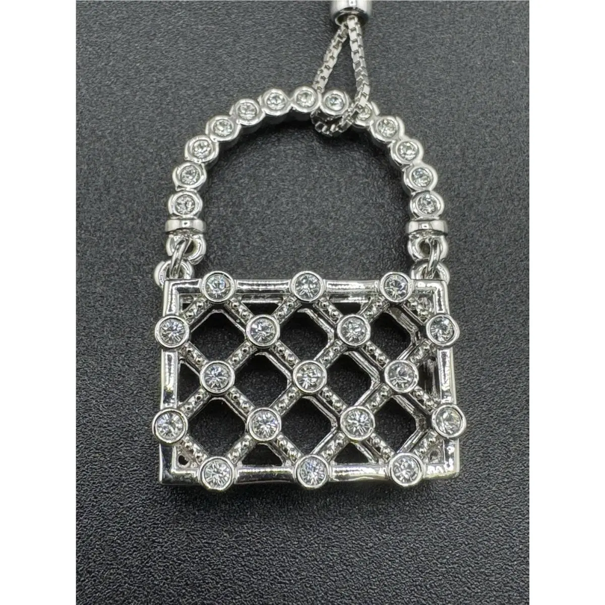 Crystal Silver Purse Pendant ON Necklace Vintage by Swarovski