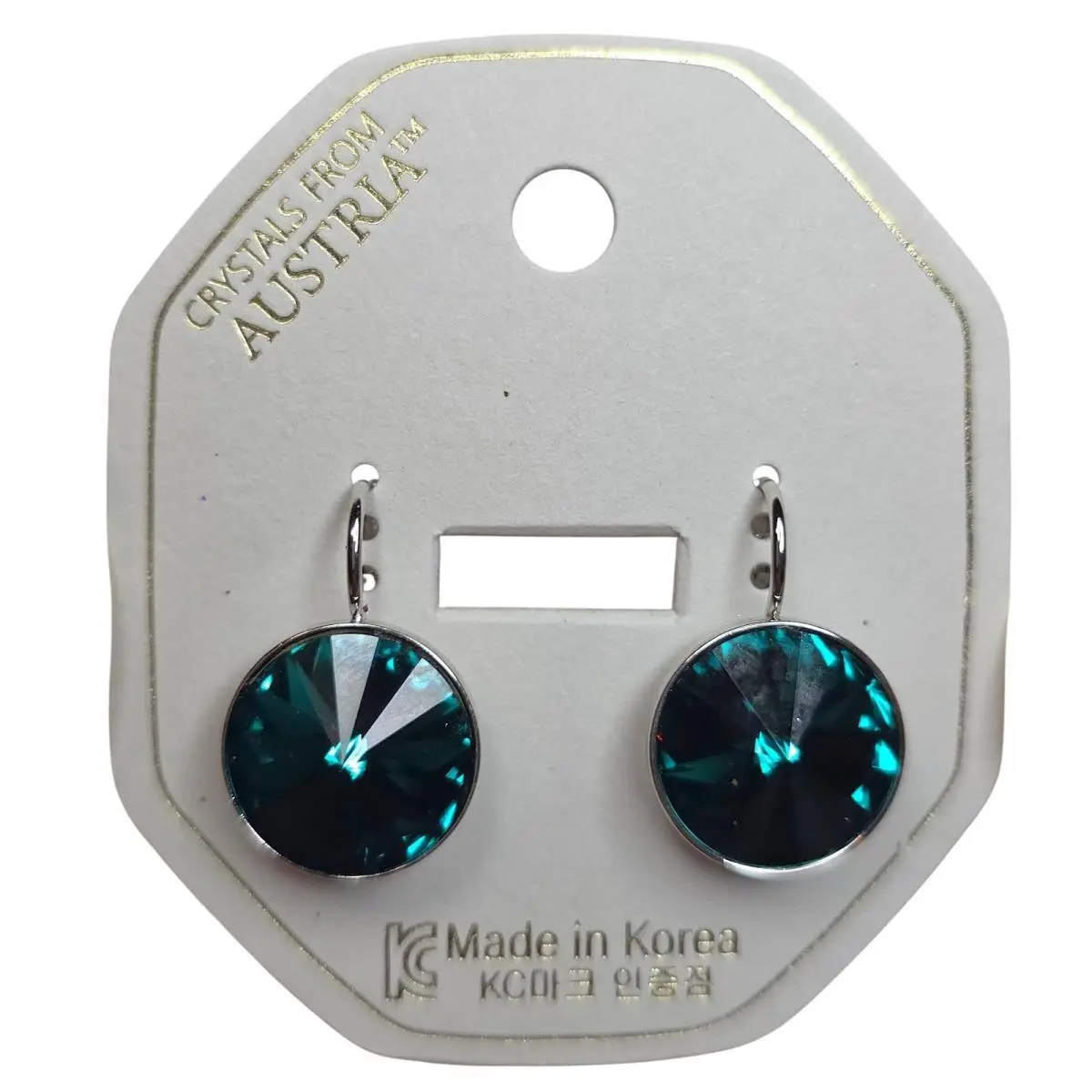 elements Emerald Forestgrn LeverbackEarrings15mm Roundplatinum Pl_ by Swarovski