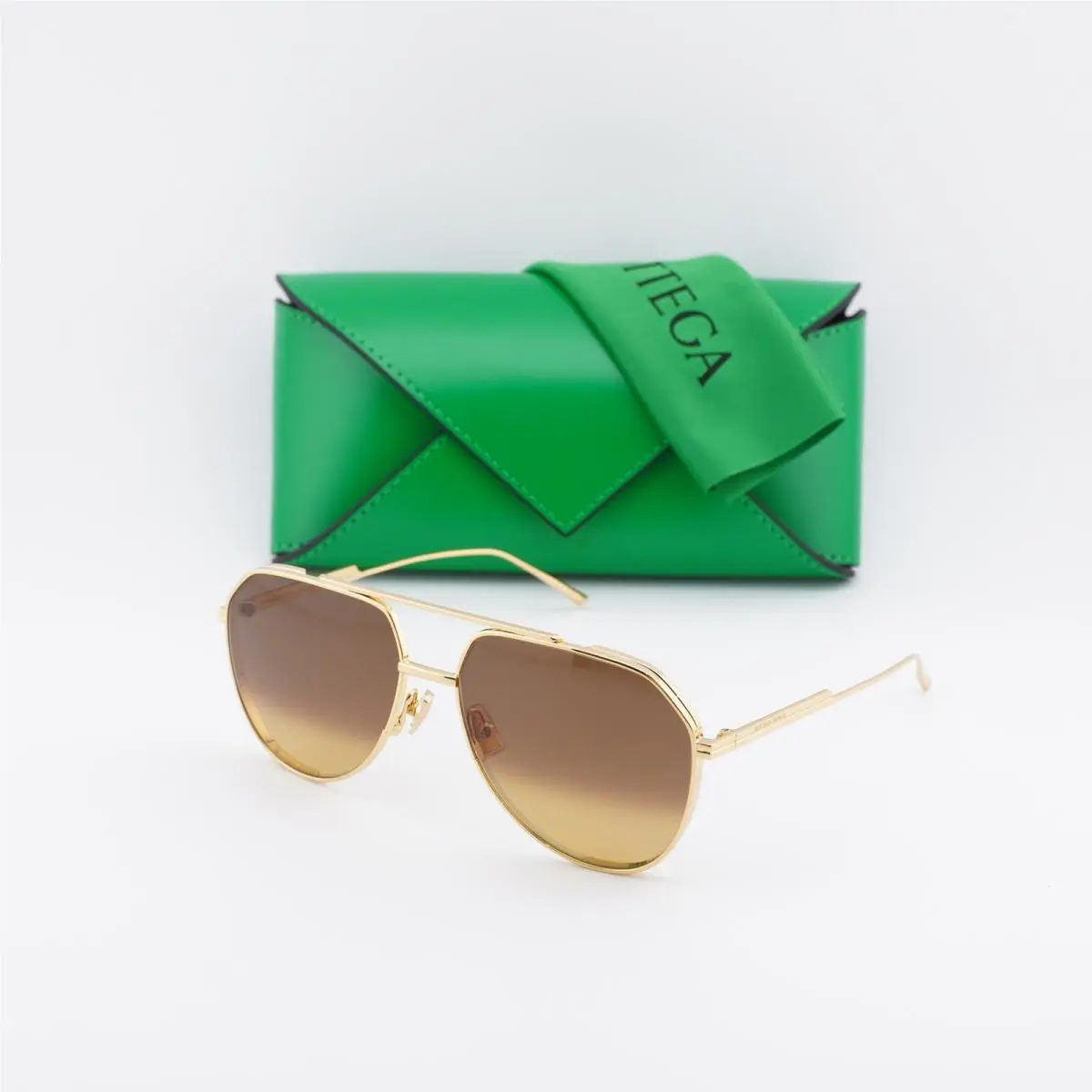 BV1465S 004 Gold/brown with Gold Mirror 60-16-140 Sunglasses by Bottega Veneta