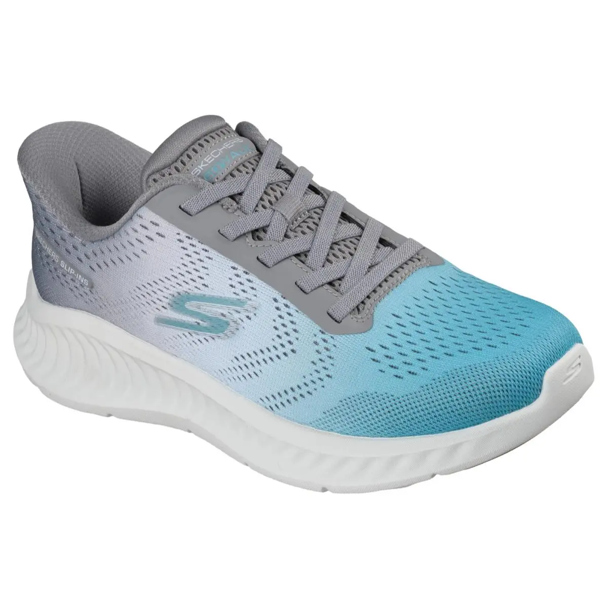 Womens Skechers Slip Ins GO Walk Now Khloe Gray Blue Mesh Shoes