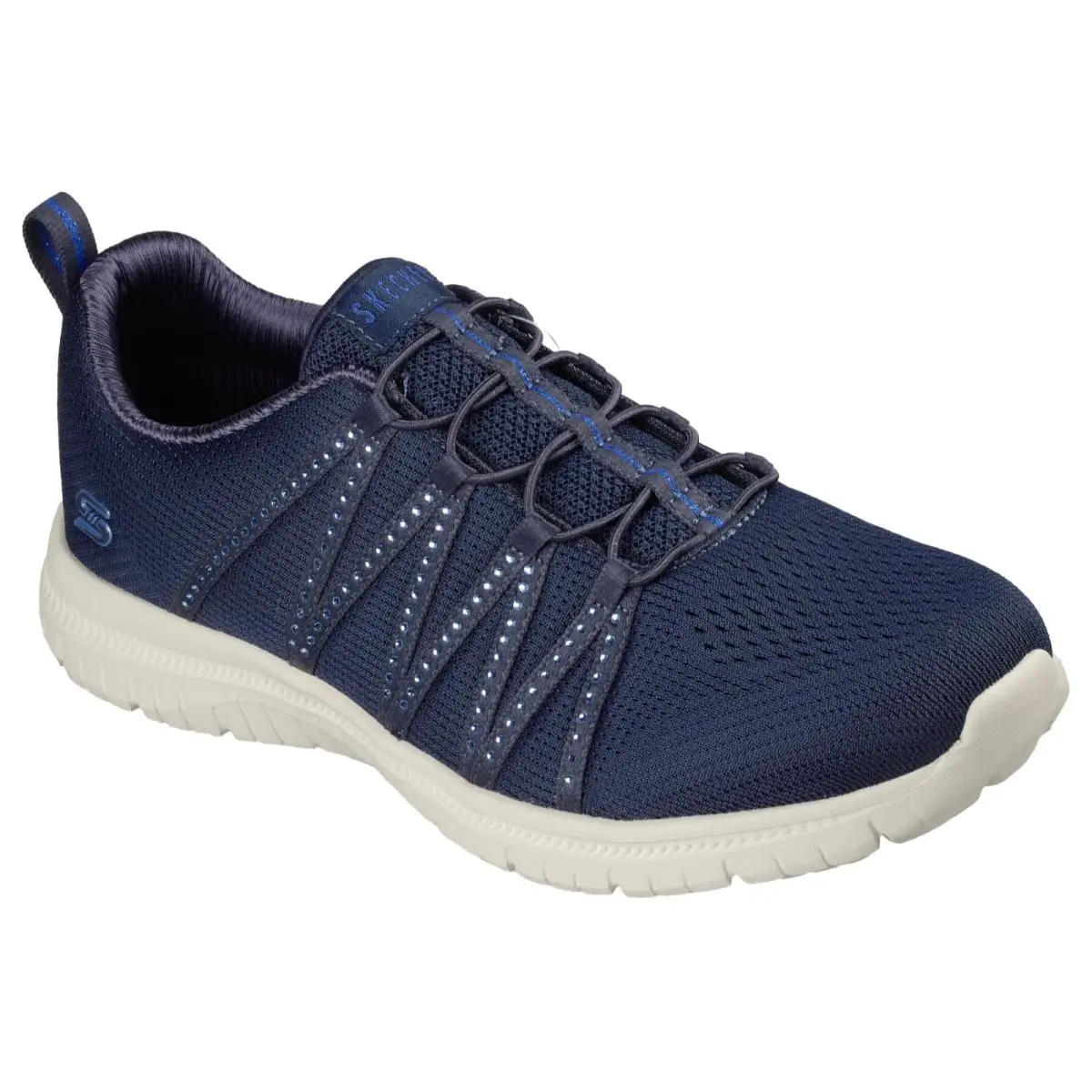 Womens Skechers Virtue She Sparkles Navy Mesh Shoes