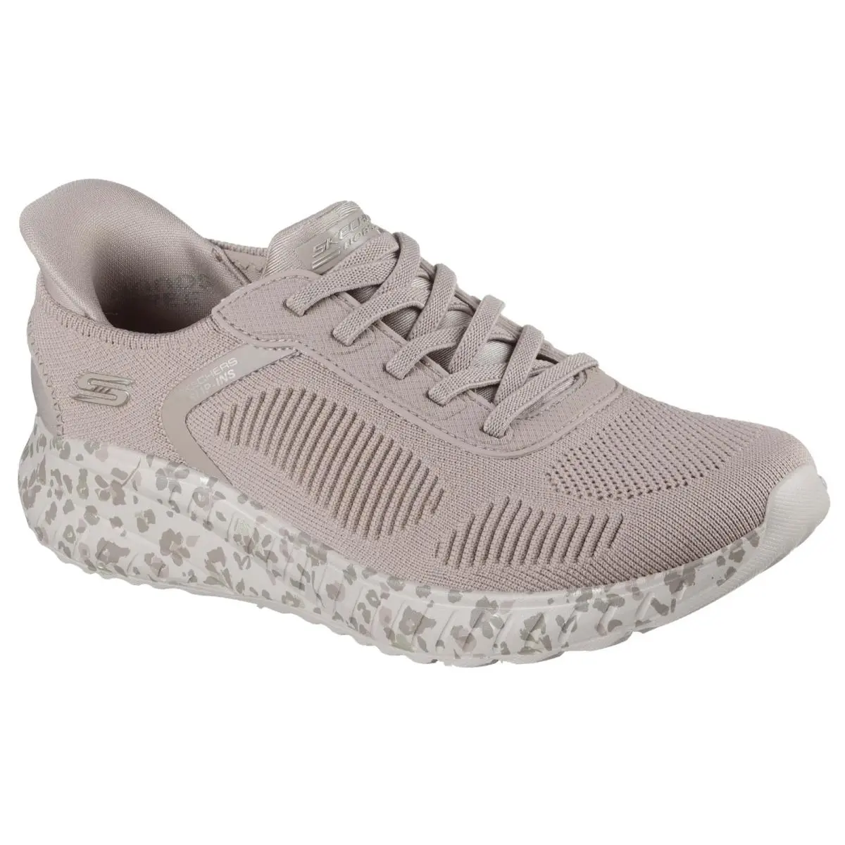 Womens  Slip Ins Bobs Sport Squad Chaos Urban Drift Taupe Knit Shoes by Skechers
