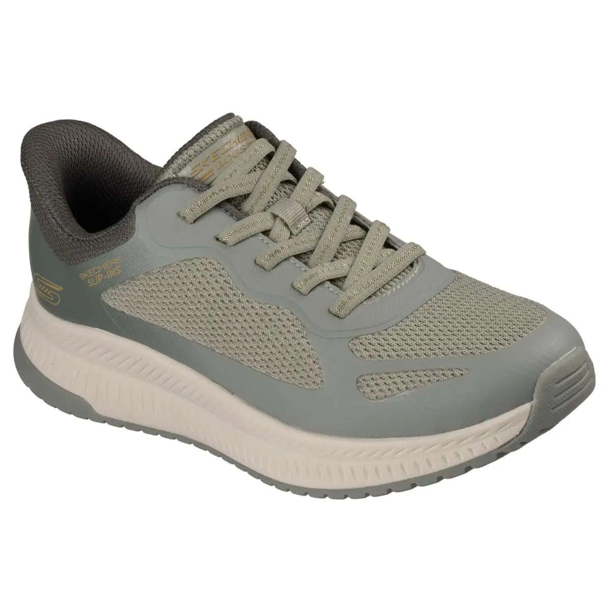 Womens  Slip Ins Bobs Squad 4 Staple Look Olive Multi Mesh Shoes by Skechers