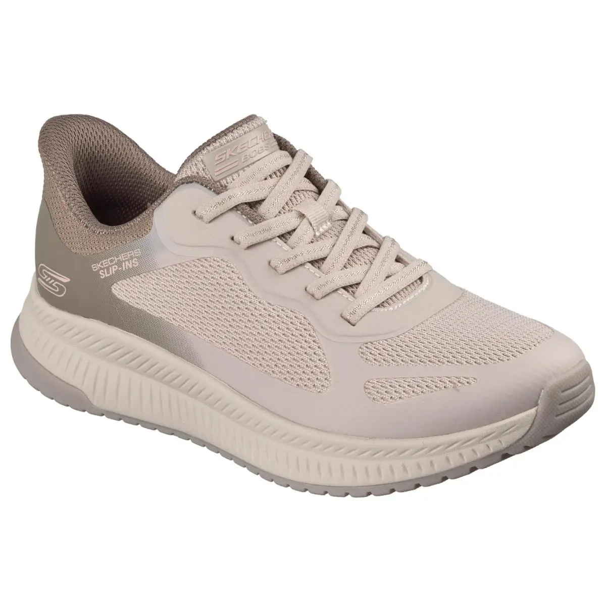 Womens  Slip Ins Bobs Squad 4 Staple Look Taupe Multi Mesh Shoes by Skechers