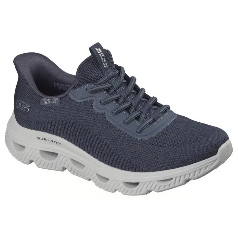 Womens Skechers Slip Ins Bobs Sport Arc Waves Dark Navy Knit Shoes