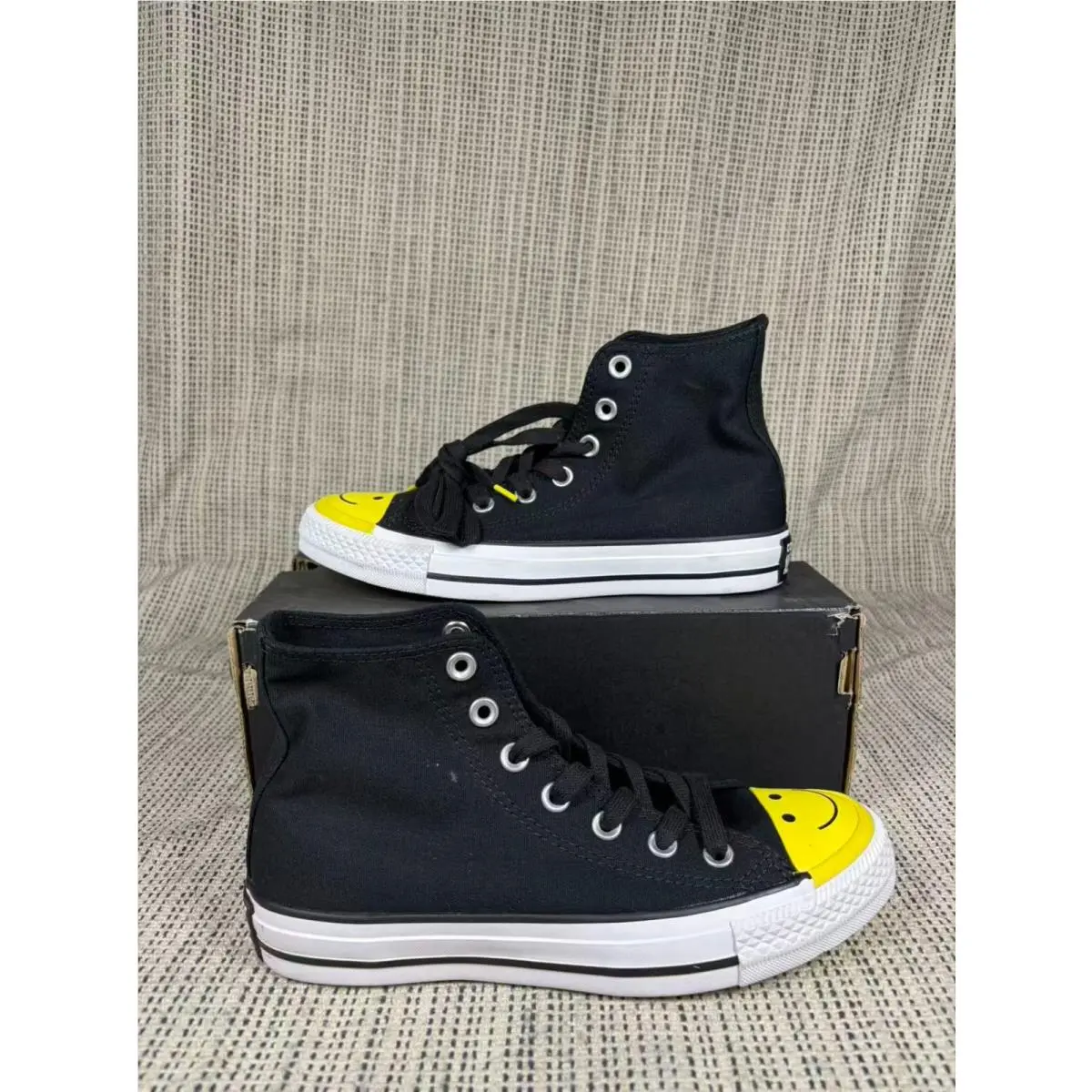 Cooo Nnverse-chuck Taylor All Star High `smiley Face -black` Shoes 164423C by Converse
