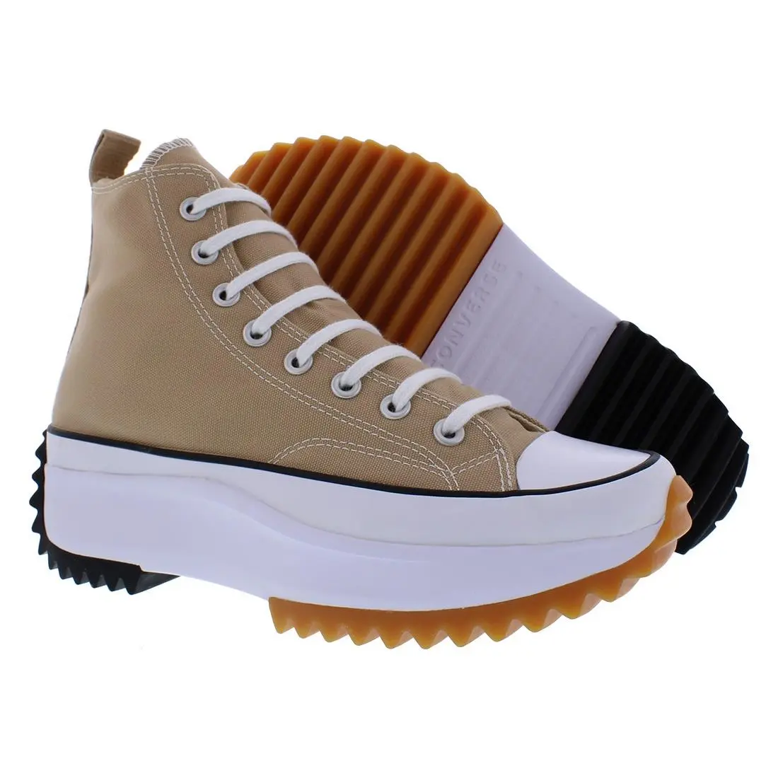 Converse Run Star Hike Hi Unisex Shoes Size 5 Color: Hemp/black/white - Brown, Main: Beige