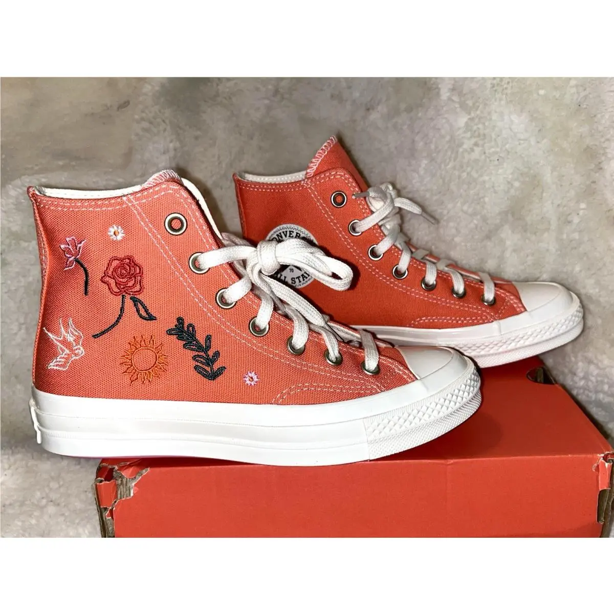 Chuck 70 Hi Sz 7 Woman Watermelon Slushy Embroidered Floral Canvas by Converse