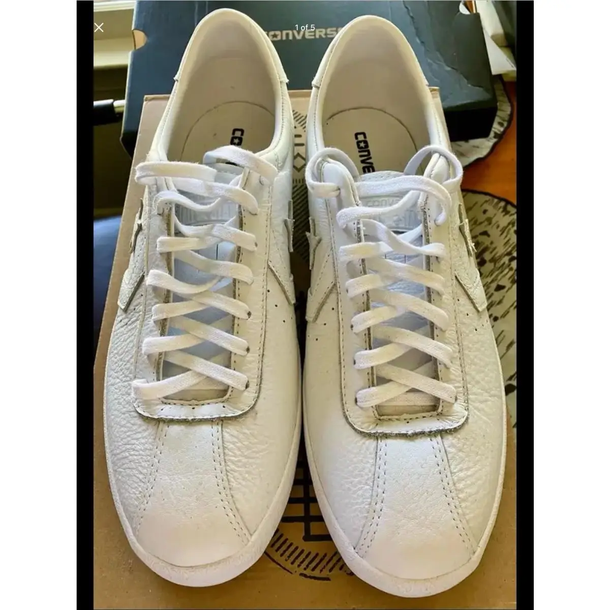 Men’s Leather White Sneakers Low Top Size 11 Old Stock by Converse