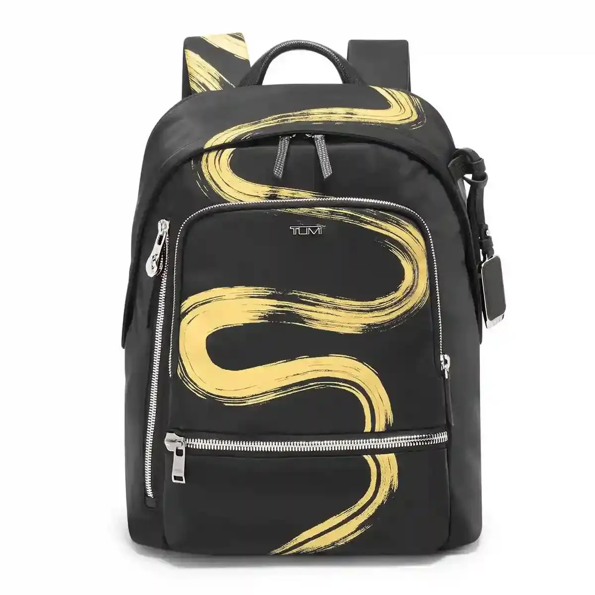 Tumi Blk Voyageur Halsey 14.5 in Gold Sroke Backpack Carry On Laptop Travel