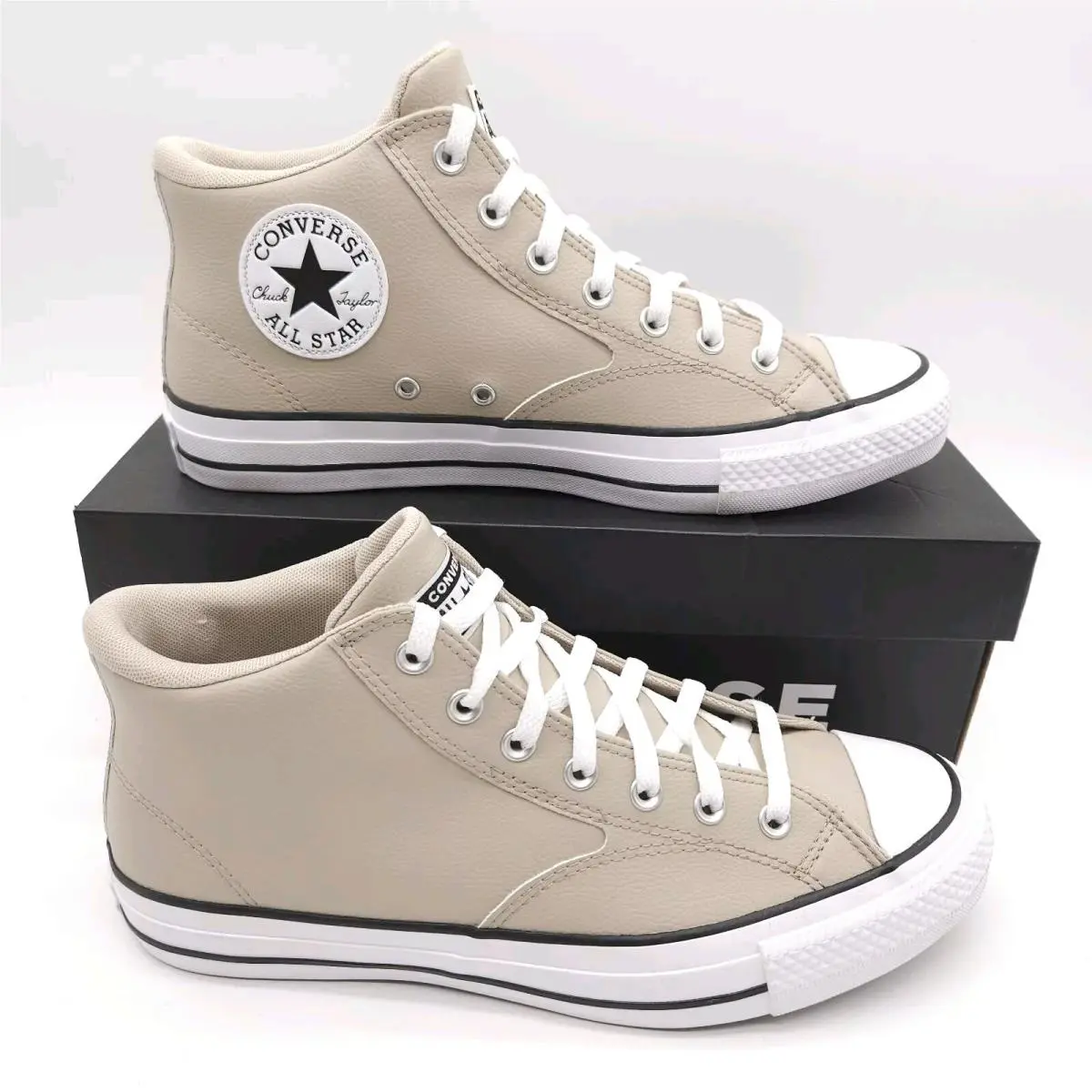 Mens 11 Chuck Taylor All Star Malden Street Mid Tan Vegan Leather Shoes by Converse