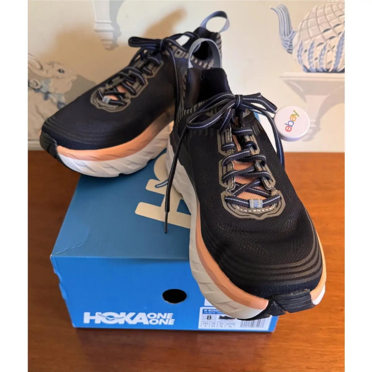 Hoka Bondi 6 Womens Mood Indigo/dusty Pink Size 8 Authenticity Verified