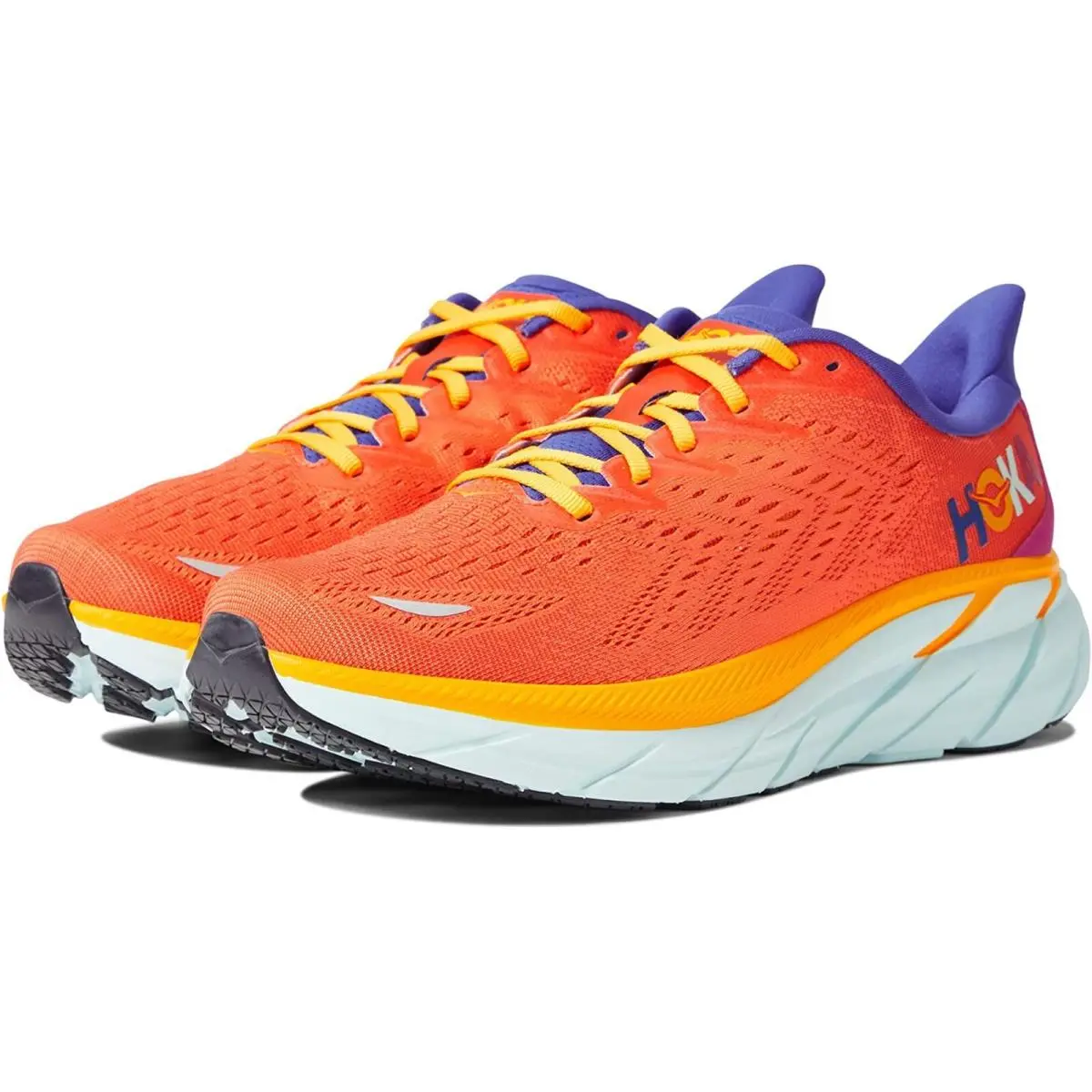 Hoka Clifton Men`s Orange Running Shoes Sneakers D4360 Size 7 D