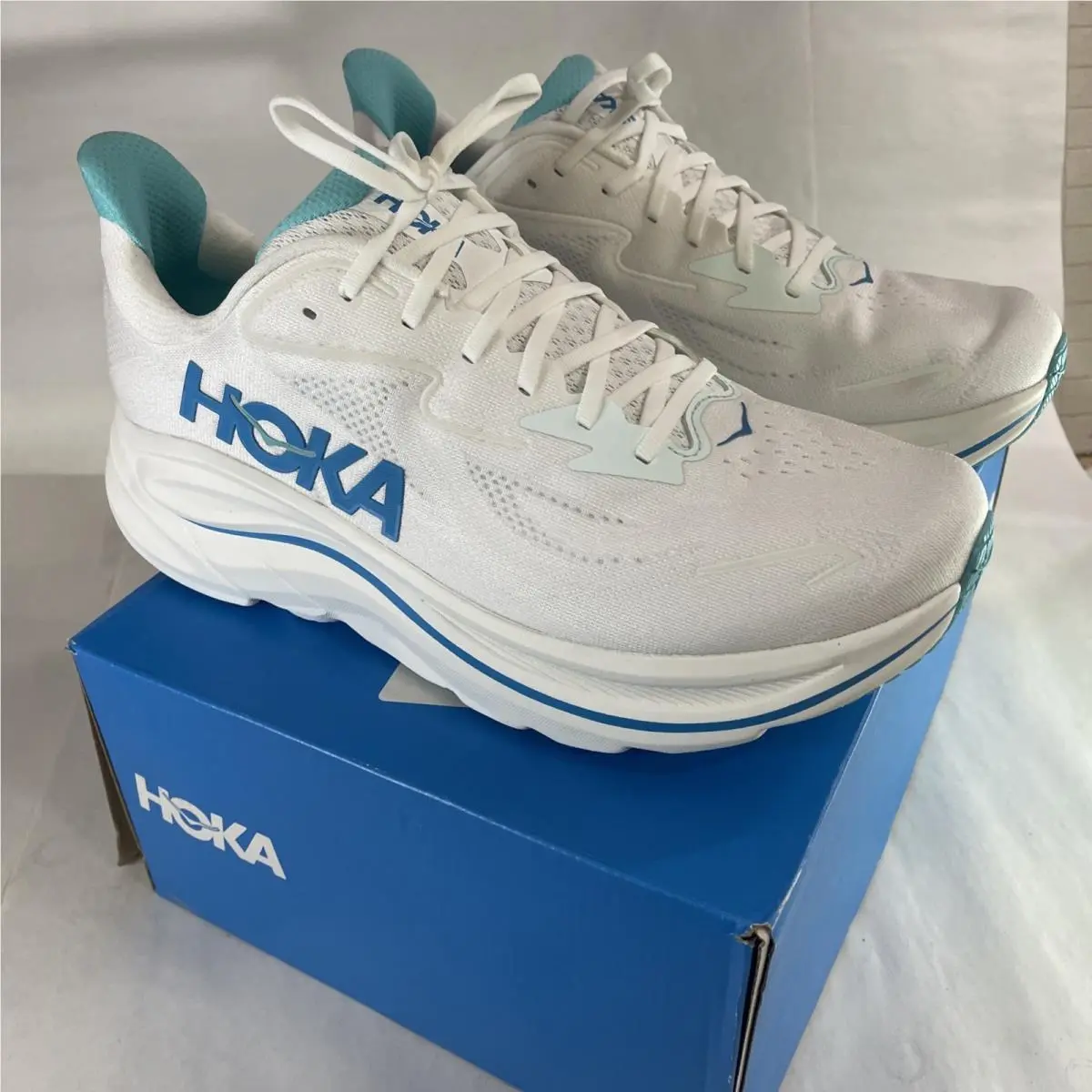 Hoka shoes - Hoka One One Clifton 10 Wide - 1162000 WTCL - White / Cielo Blue (UPC: 197634750613) 1