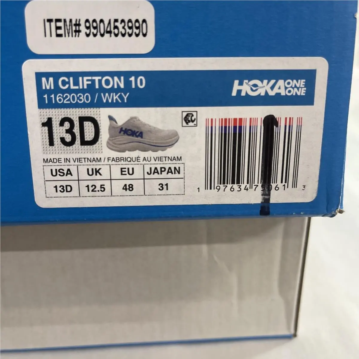 Hoka shoes - Hoka One One Clifton 10 Wide - 1162000 WTCL - White / Cielo Blue (UPC: 197634750613) 7