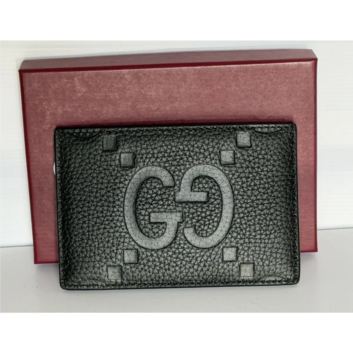 GG Jumbo Card Case Black Leather Men’s Black Wallet 812681 by Gucci