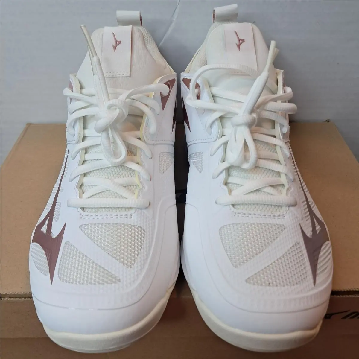 Mizuno Energy Wave Dimension Volleyball Shoes White-rose Gold Women`s US 8.5