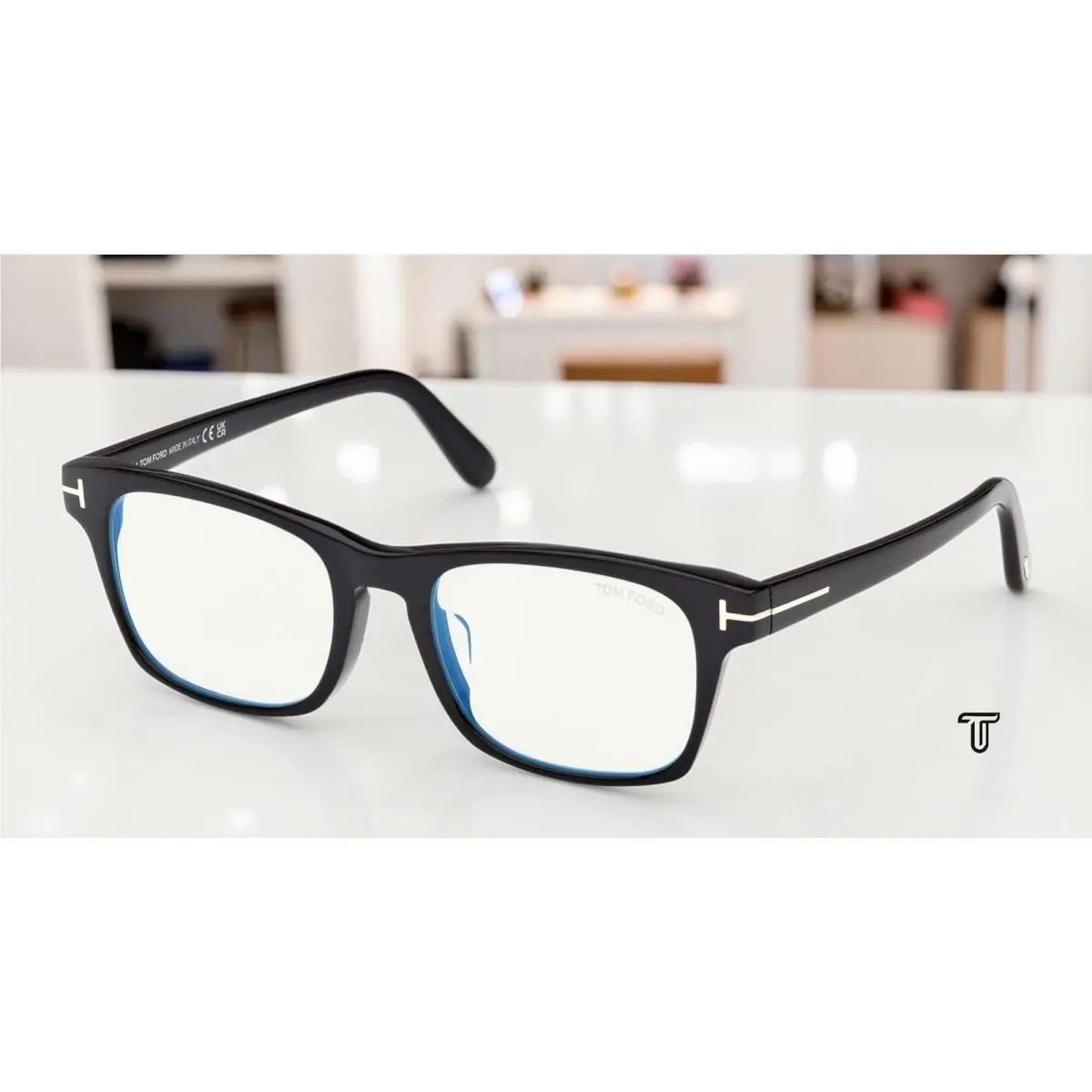 FT6150 D B 001 Acetate Shiny Black Demo Lens 55 mm Unisex Eyeglasses by Tom Ford
